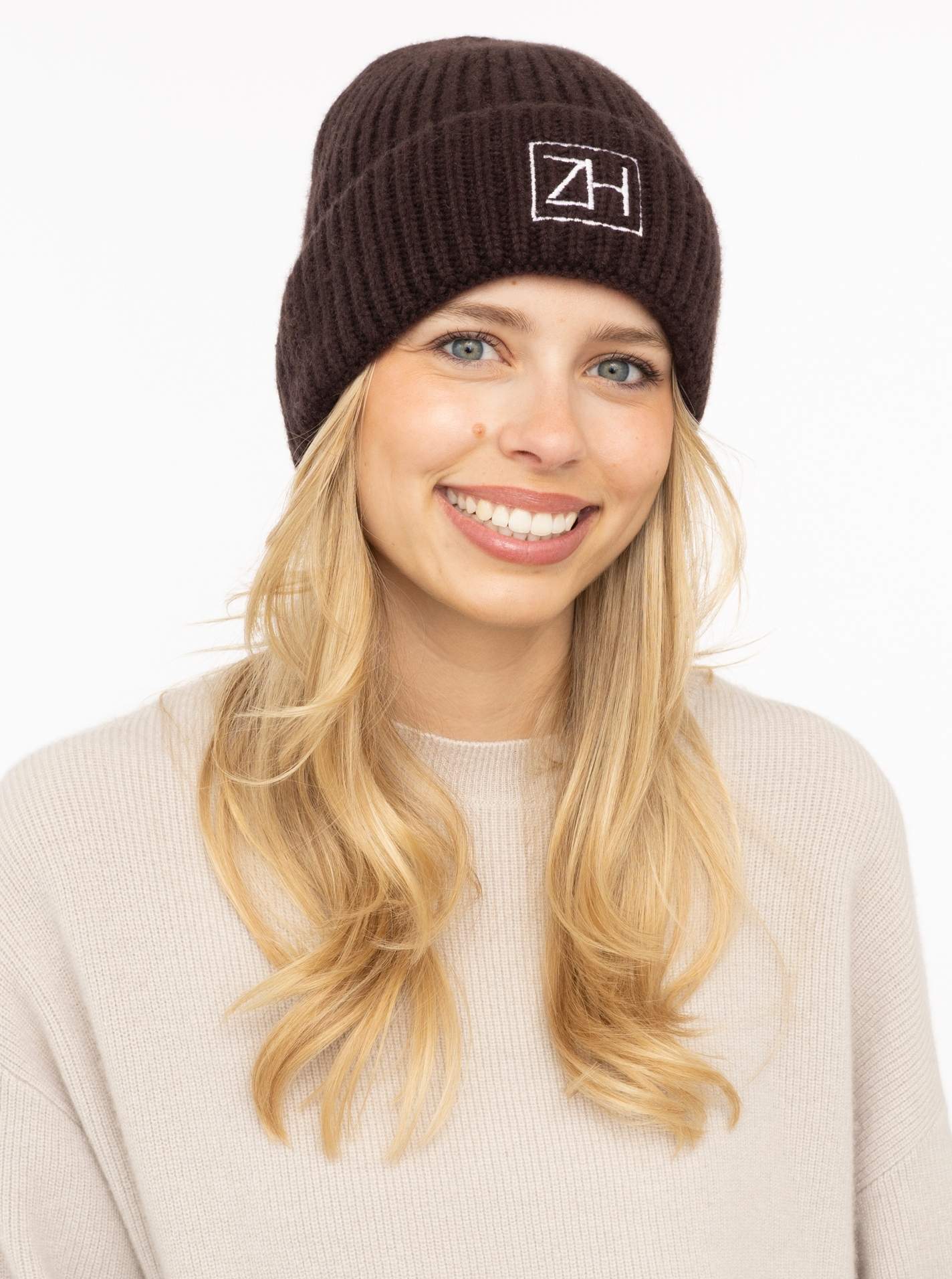 100% Cashmere Ribbed Beanie 