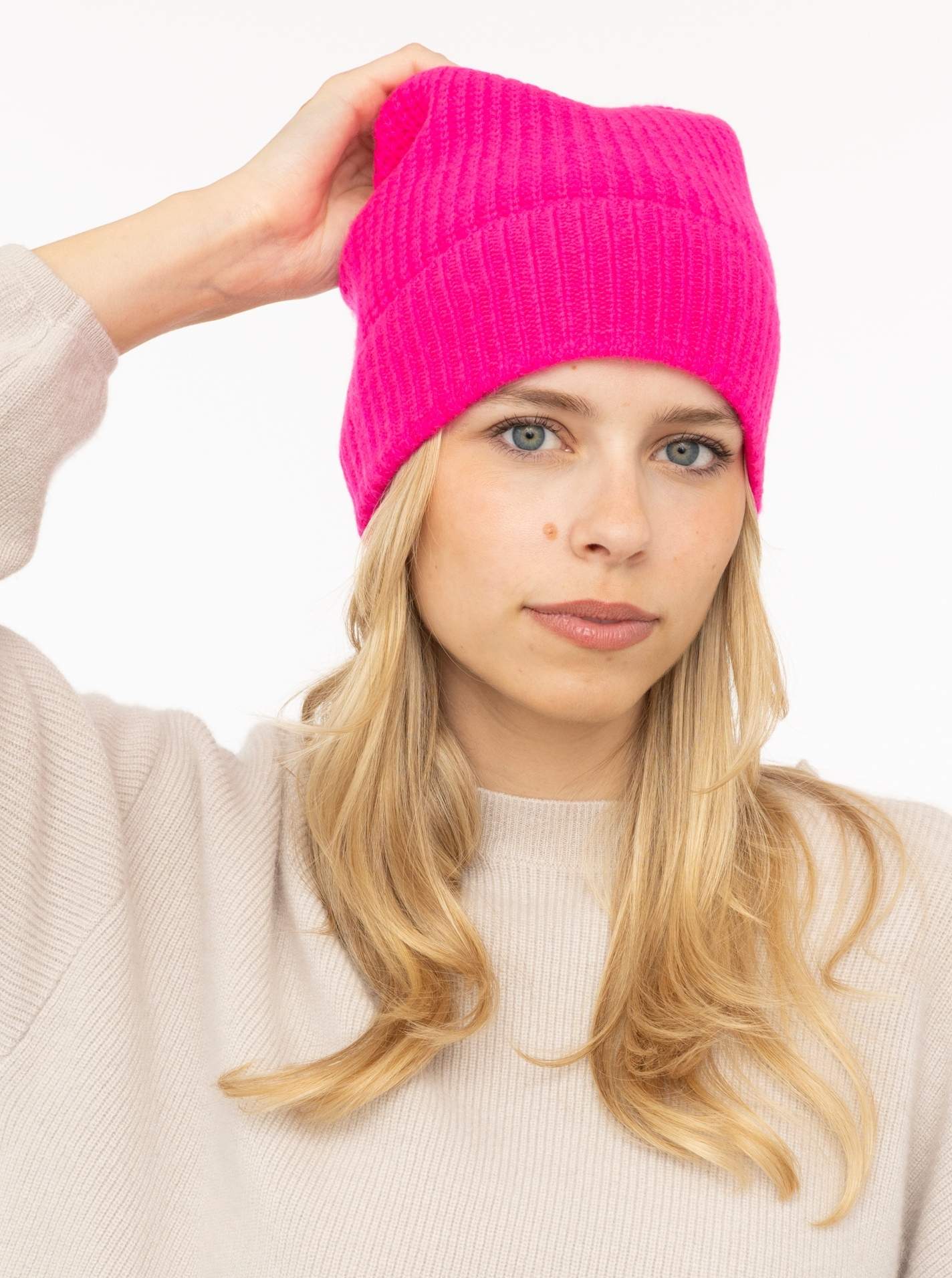 100% Cashmere Gerippte Mütze "Cozy"