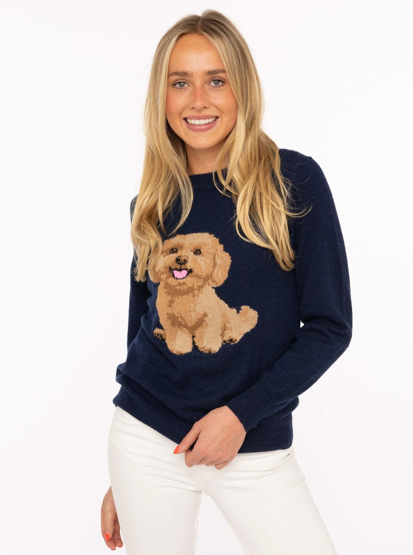 100% Cashmere Pullover Fluffy Dog