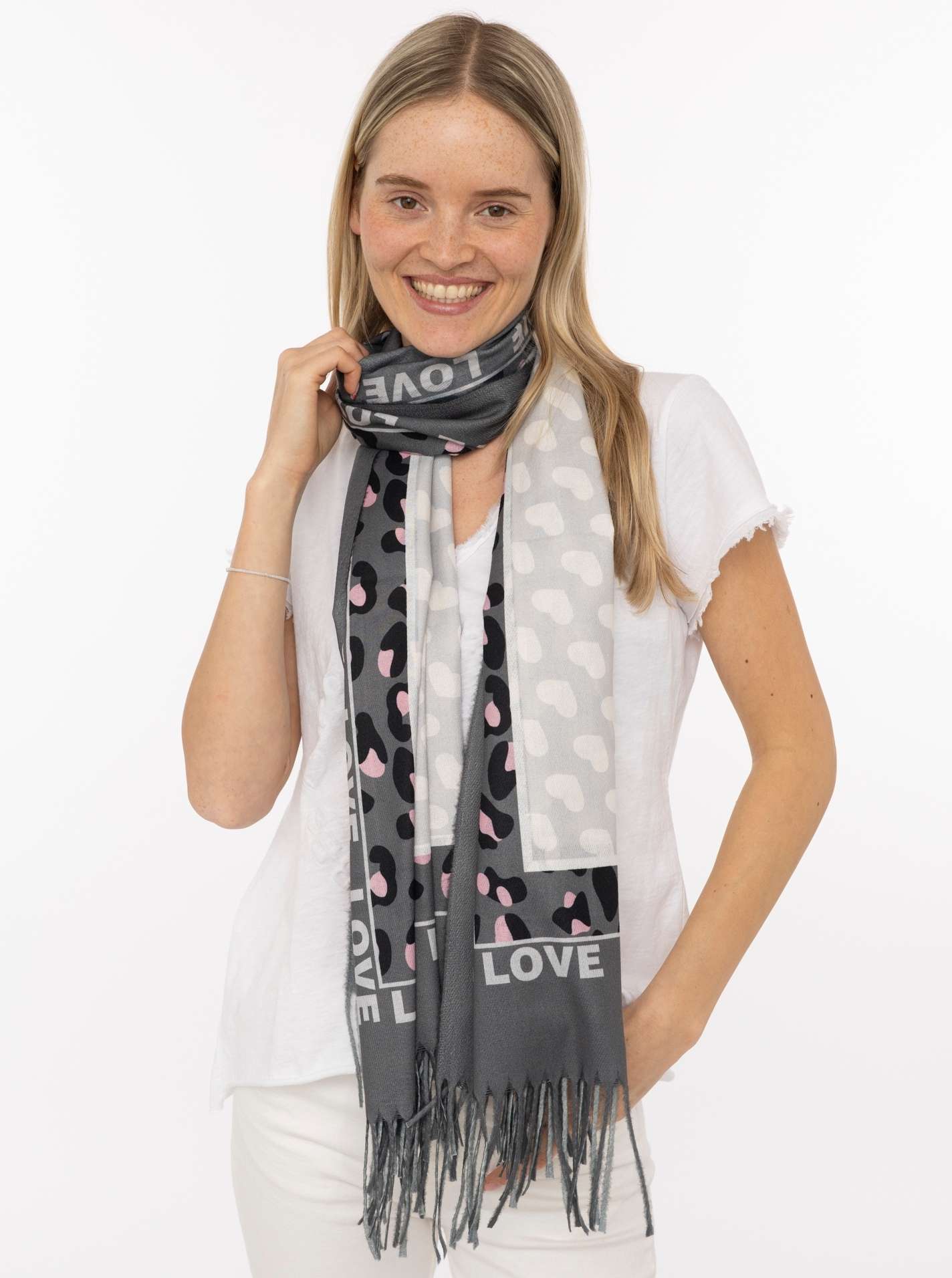 Schal Soft Digital Print "Leo Love & Hearts"