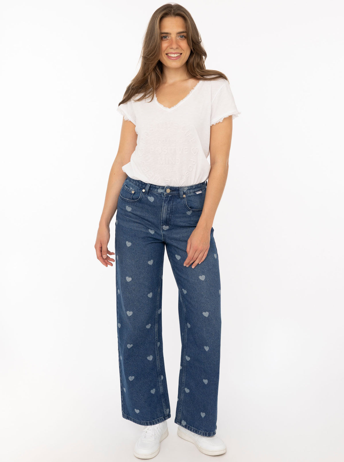 Wide Leg Jeans "Washed Hearts"