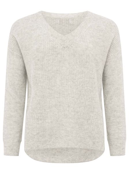 100% Kaschmir V-Pullover "Kastig & Rippe"