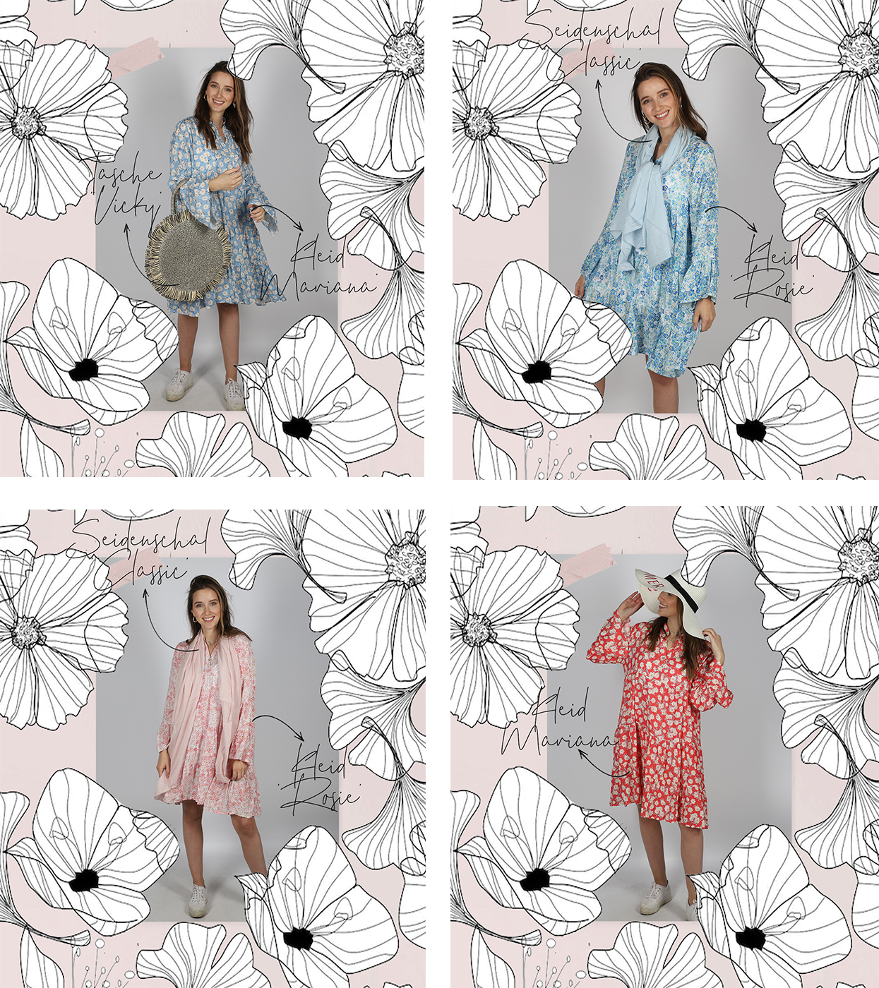 Accessoires für Blumenprint Zwillingsherz richtig Onlineshop | & Dein Damenmode - stylen!