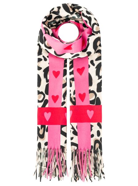 Fransenschal Digital Print "Leo & Hearts"