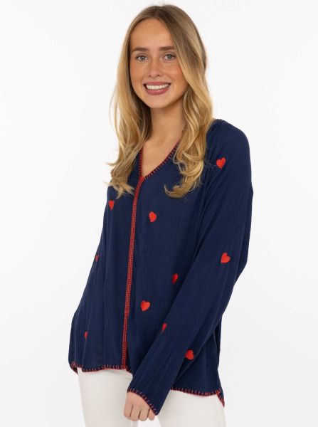 Bluse "Gestickte Herzen"