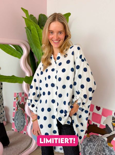Oversize Bluse Knopfleiste "Große Punkte"