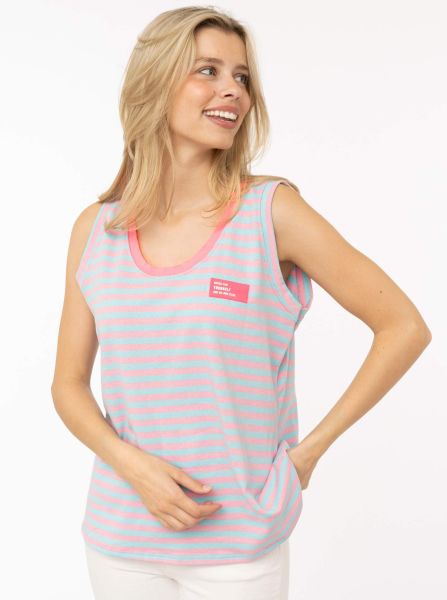 Oversize Sweat Tank Top "Neon Stripes & Patch"