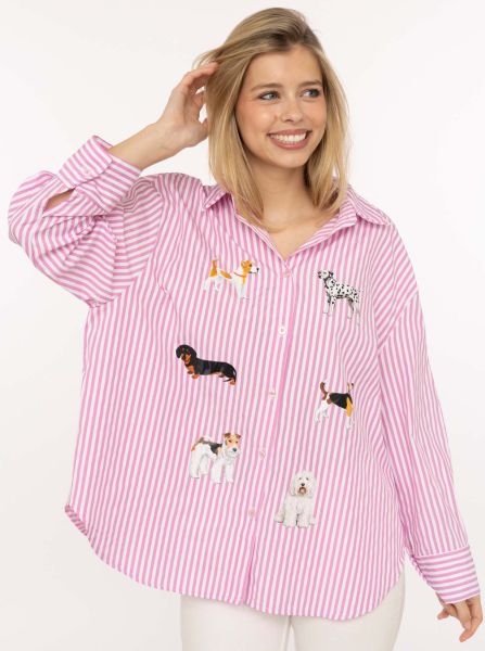 Streifenbluse "Dogs"