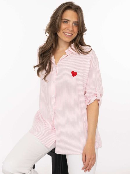 Oversize Bluse "Streifen & Herz"