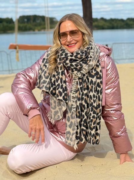 100% Kaschmir XXL Fransenschal "Leo Strandpink"