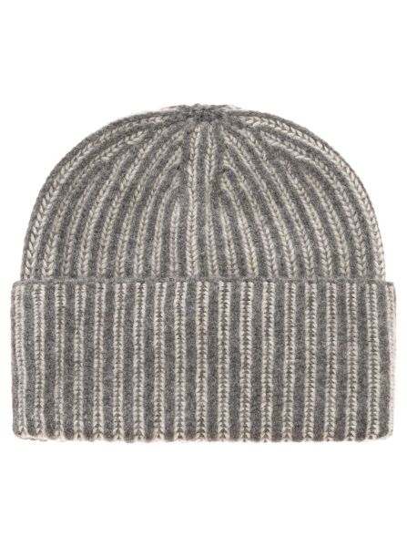 100% Kaschmir Grobstrick Mütze "Two-Tone"
