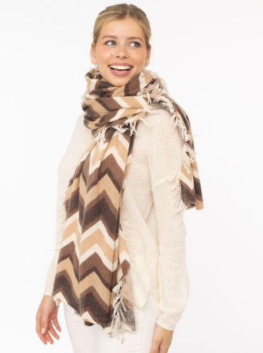 100% Kaschmir XXL Fransenschal "Zick Zack"