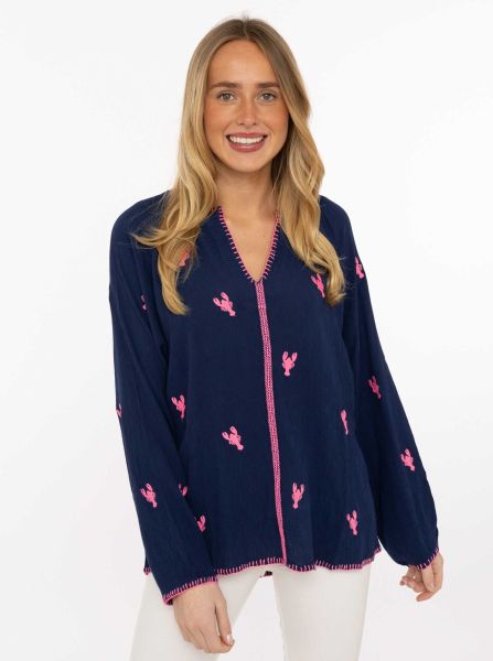 Bluse "Gestickte Hummer"