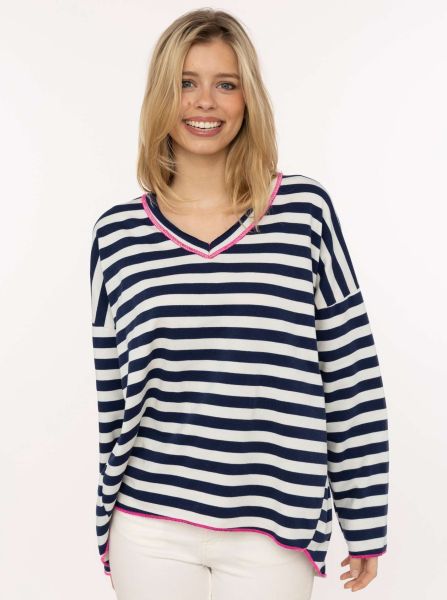 Sweatshirt V-Neck "Neon Streifen"