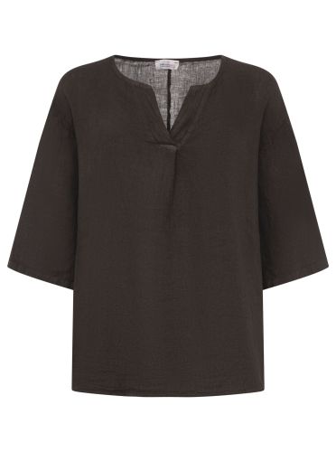 100% Leinen Bluse "V-Schnitt"