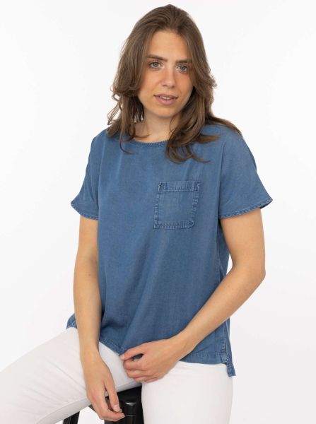 Kurzarmshirt aus Lyocell