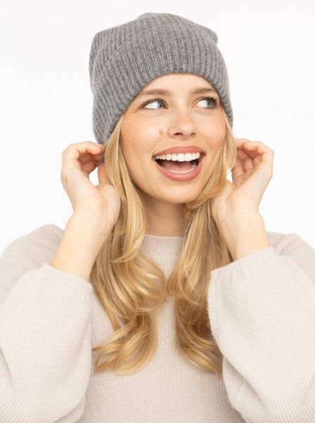 100% Cashmere Umschlagmütze "Rippe"