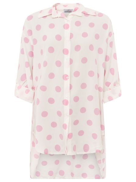 Oversize Bluse Knopfleiste "Große Punkte"
