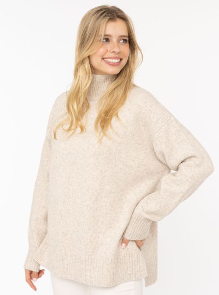 Pullover Stehkragen mit Schlitzen "Uni"