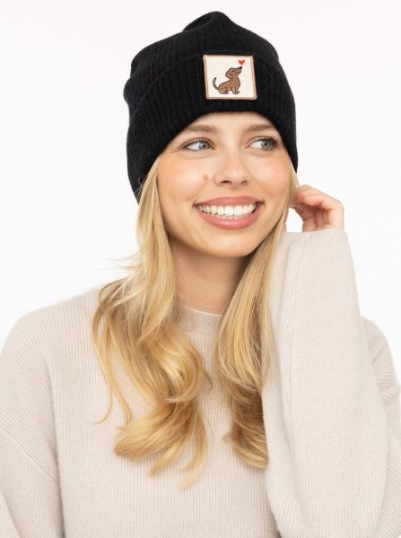 100% Cashmere Umschlagmütze "DOG Love Patch"