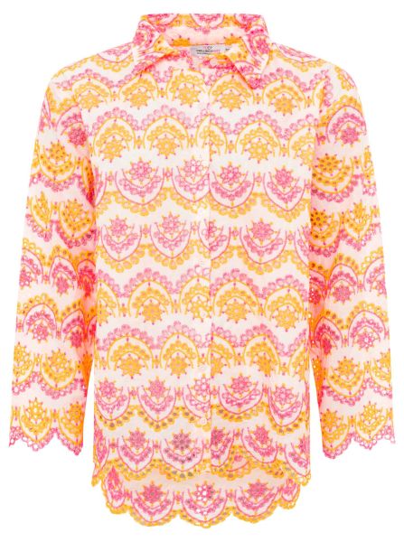 Langarm Bluse mit Lochstickerei