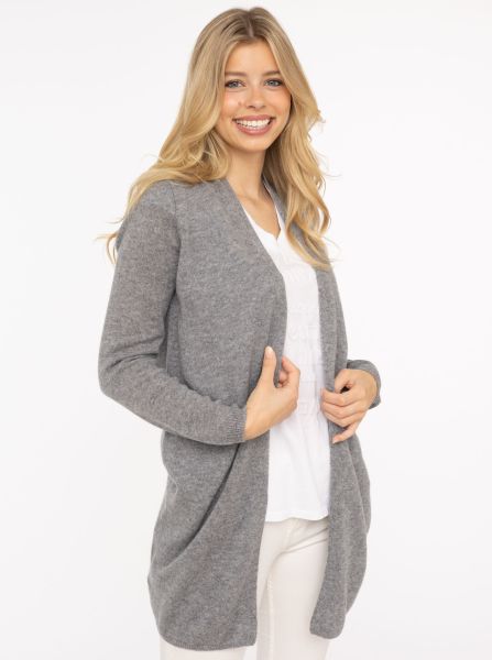 100% Kaschmir Strickjacke Lang "Uni"