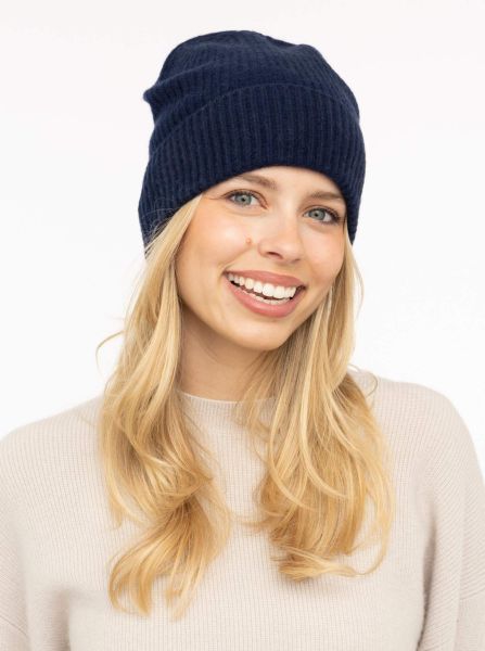 100% Cashmere Umschlagmütze "Rippe"