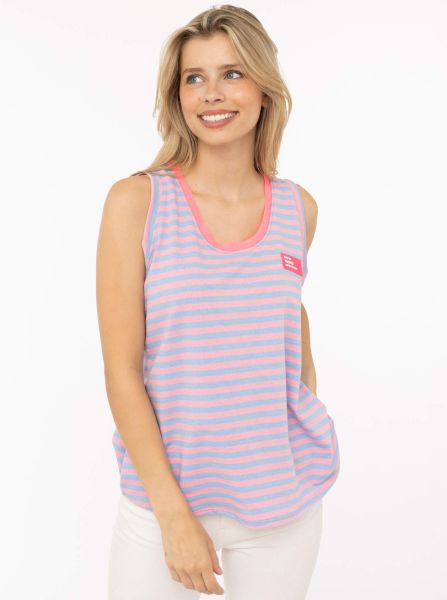Oversize Sweat Tank Top "Neon Stripes & Patch"