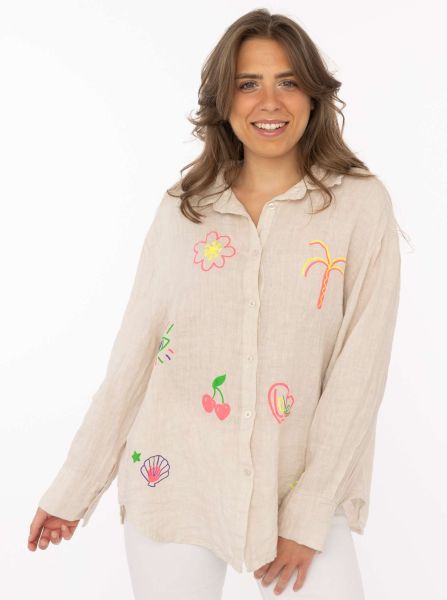100% Leinen Bluse "Neon"