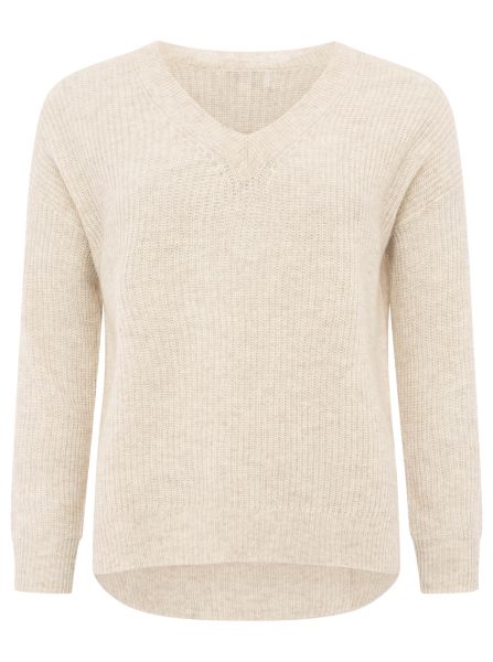 100% Kaschmir V-Pullover "Kastig & Rippe"