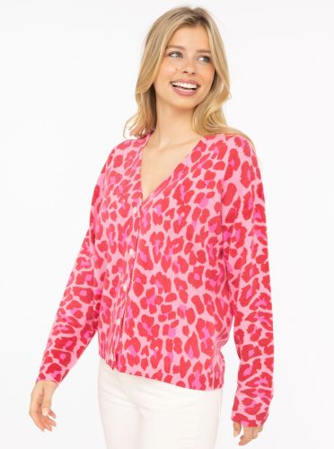 100% Kaschmir Cardigan "Leodruck mit Knöpfen"