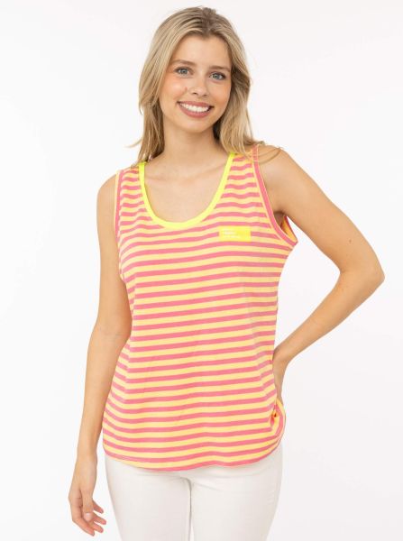 Oversize Sweat Tank Top "Neon Stripes & Patch"