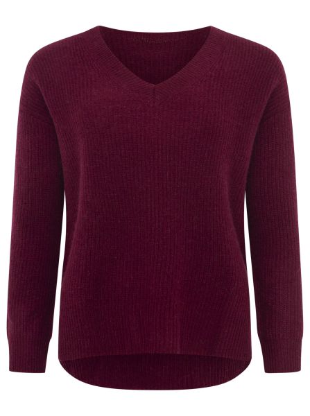 100% Kaschmir V-Pullover "Kastig & Rippe"