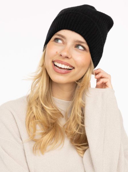 100% Cashmere Umschlagmütze "Rippe"