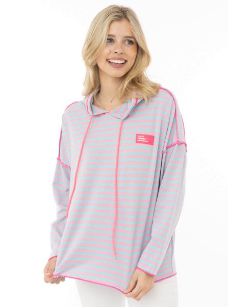 Hoodie BW "Neon Streifen & Patch"