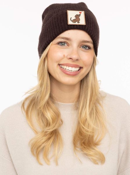 100% Cashmere Umschlagmütze "DOG Love Patch"