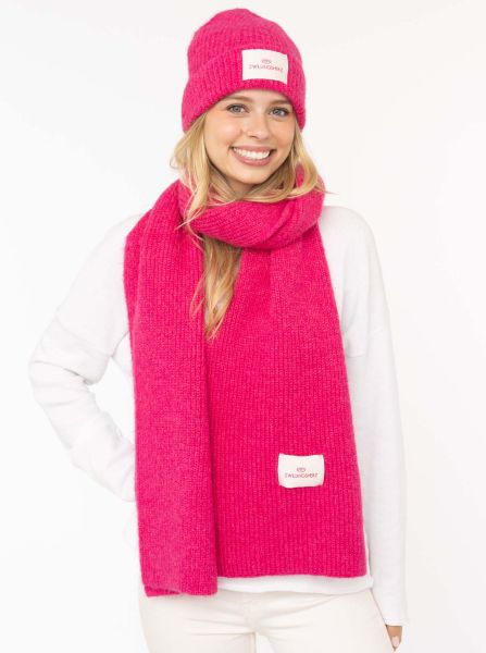 Schal Wolle gerippt "Zwillingsherz Patch"