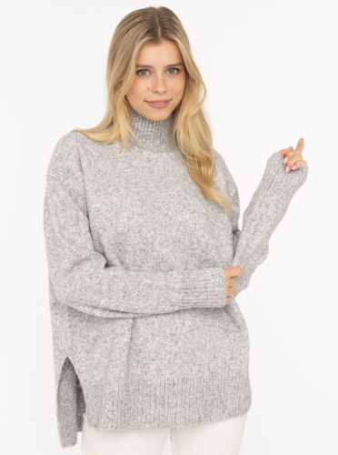 Pullover Stehkragen mit Schlitzen "Uni"