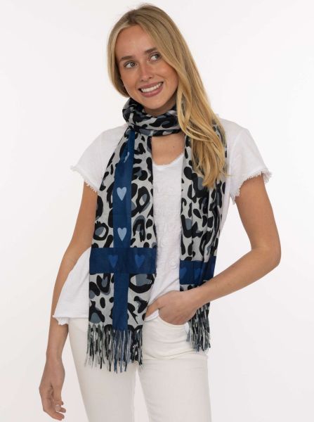 Fransenschal Digital Print "Leo & Hearts"