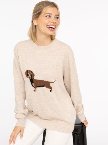 100% Kaschmir Rundhalspullover "Dackel"