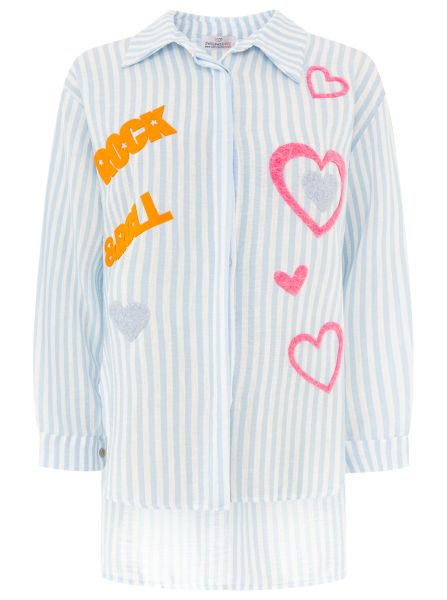 Oversize Bluse BW "Streifen & Rock and Roll"