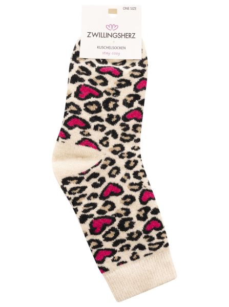 Kuschelsocken Wollmix "Leoherzen"