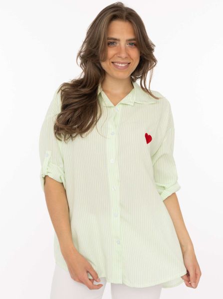 Oversize Bluse "Streifen & Herz"