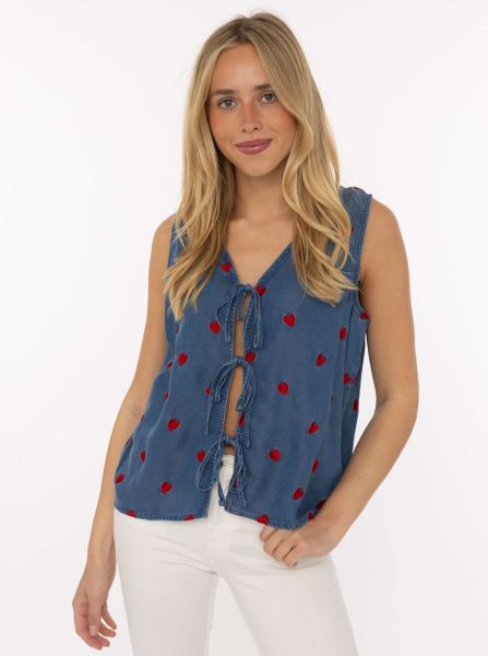 Weste mit Stickerei aus Lyocell