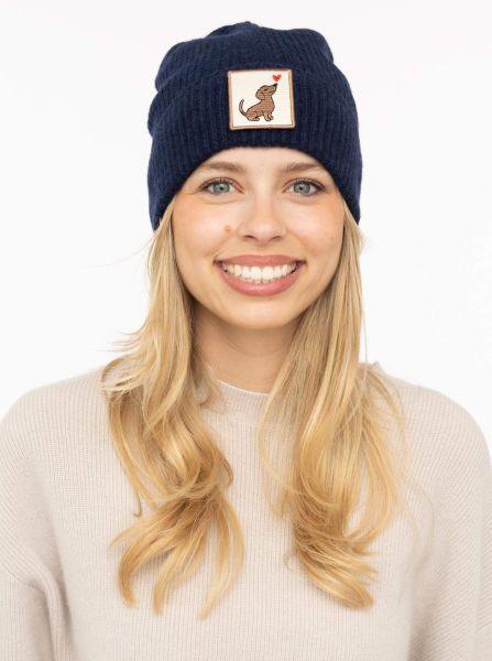 100% Cashmere Umschlagmütze "DOG Love Patch"