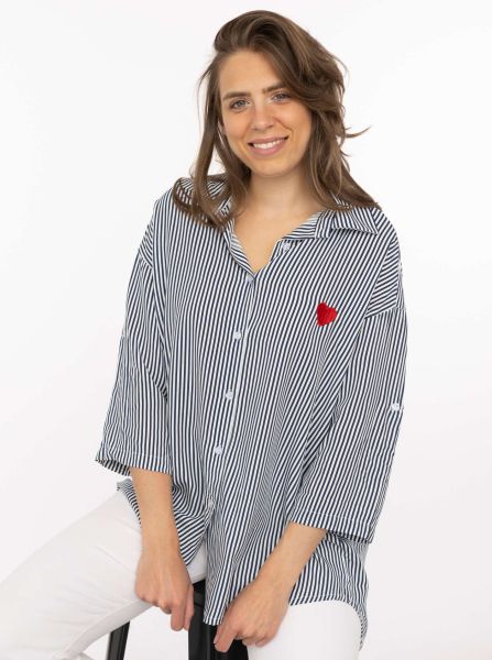 Oversize Bluse "Streifen & Herz"