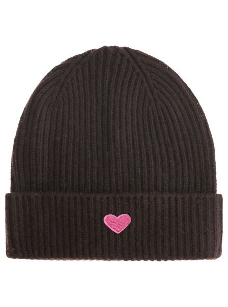 100% Kaschmir Grobstrick Mütze "Herz"