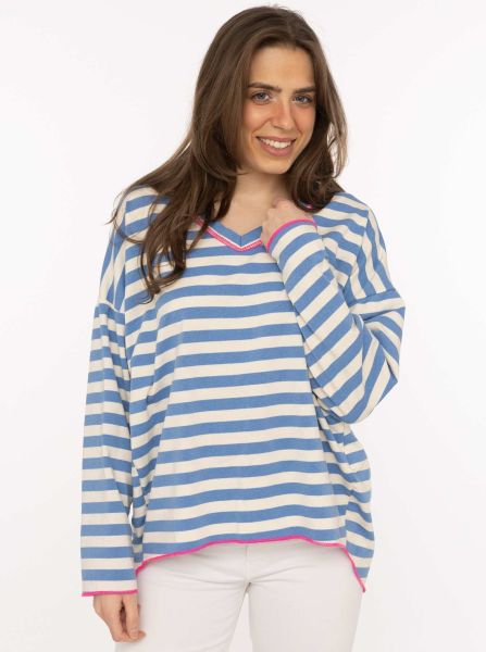 Sweatshirt V-Neck "Neon Streifen"