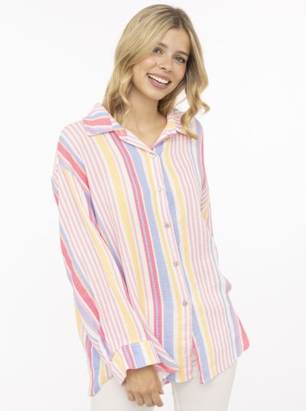 Musselin Bluse "Neonstreifen"