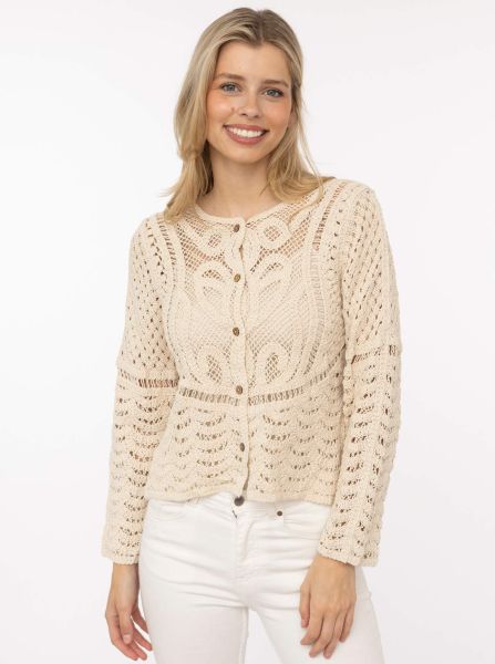 Cardigan mit Knöpfen "Spitze & Stickerei"